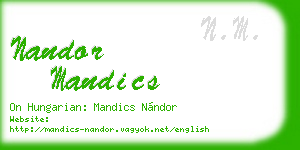 nandor mandics business card